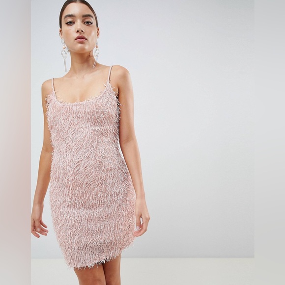 Dusty Pink Missguided fringe mine dress sz 8 - Picture 1 of 17